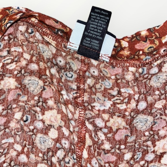 Buckle Daytrip Burnt Orange Floral Print Oversized Kimono Cardigan Small - Picture 3 of 4